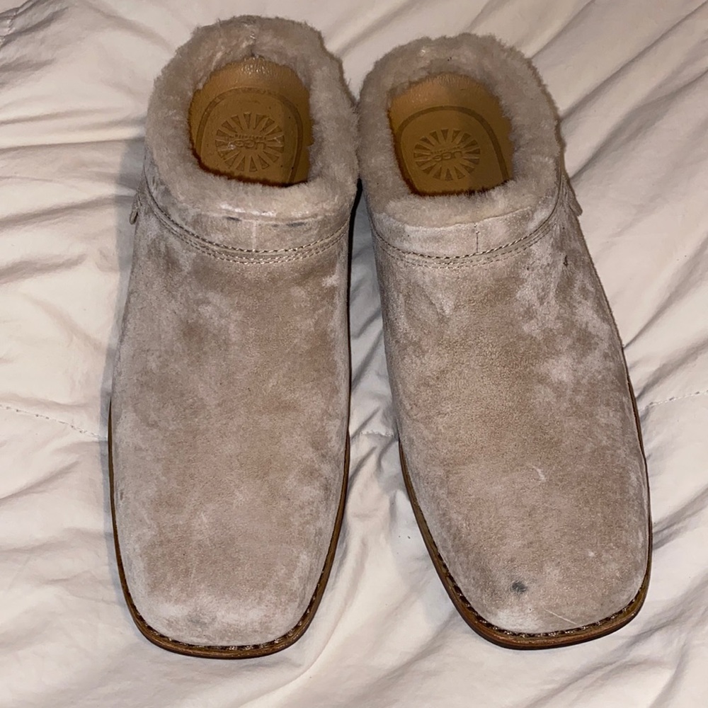 UGG cream suede slip on mules size 8